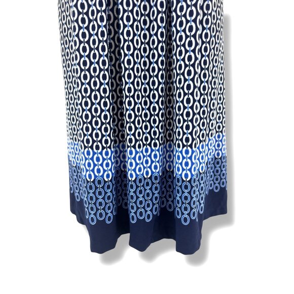 Perceptions Blue Chain Print Pintucked Dress Size‎ XL New Summer Sleeveless - Picture 3 of 8
